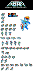 Size: 290x625 | Tagged: safe, artist:khaomortadios, rainbow dash, g4, crossover, mega man (series), megapony, pixel art, sprite, video game