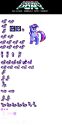 Size: 380x763 | Tagged: safe, artist:khaomortadios, twilight sparkle, g4, crossover, mega man (series), megapony, pixel art, reference sheet, sprite, video game