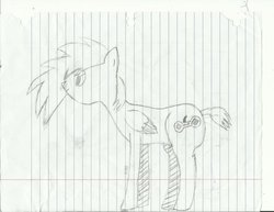 Size: 1017x786 | Tagged: safe, artist:heavyweaponsguy2129, oc, oc only, pegasus, pony, lined paper, monochrome, solo, traditional art