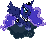 Size: 95x80 | Tagged: safe, artist:seahawk270, princess luna, alicorn, pony, g4, cloud, female, gif, mare, non-animated gif, pixel art, simple background, solo, spread wings, transparent background, wings