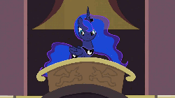 Size: 960x540 | Tagged: safe, screencap, princess luna, alicorn, pony, g4, princess twilight sparkle (episode), season 4, animated, balcony, bridge, castle of the royal pony sisters, chestplate, crack, cracks, crown, destruction, ethereal mane, ethereal tail, female, flashback, flowing mane, flowing tail, frown, furious, glare, glowing eyes, hoof shoes, jealous, jewelry, mare, open mouth, rage, regalia, sin of envy, sin of wrath, solo, spread wings, stained glass, starry mane, stomping, yelling