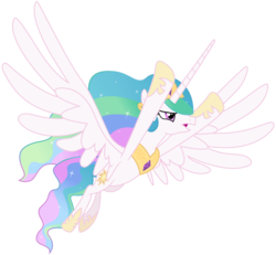 Size: 10000x9250 | Tagged: safe, artist:caliazian, princess celestia, alicorn, pony, g4, princess twilight sparkle (episode), .ai available, absurd resolution, distressed, female, flying, mare, open mouth, simple background, solo, transparent background, vector
