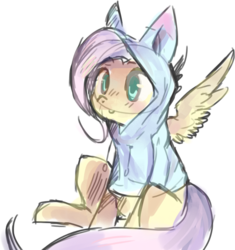 Size: 1057x1125 | Tagged: safe, artist:spanish-scoot, fluttershy, g4, clothes, female, hoodie, solo