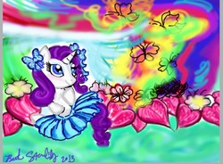 Size: 783x576 | Tagged: safe, artist:starlily77, rarity, butterfly, g4, female, solo