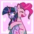 Size: 1024x1027 | Tagged: safe, artist:onicka12, pinkie pie, twilight sparkle, g4, eyes closed, hug, ship:twinkie, shipping