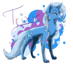 Size: 777x692 | Tagged: safe, artist:dari-draws, trixie, wolf, g4, female, horn, simple background, solo, species swap, transparent background