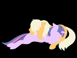 Size: 800x600 | Tagged: dead source, safe, artist:riot-ex-machina, applejack, twilight sparkle, g4, fanfic art, minimalist, ship:twijack, shipping, simple background, sleeping