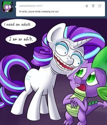 Size: 1280x1501 | Tagged: safe, rarity, spike, g4, ask-acetic-rarity, askturnorder, tumblr