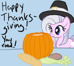 Size: 700x626 | Tagged: safe, artist:arrkhal, oc, oc only, oc:heartcall, earth pony, pony, baguette, bread, celery, food, hat, pilgrim hat, pilgrim outfit, potato, pumpkin, solo, thanksgiving, yay