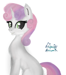 Size: 759x861 | Tagged: safe, artist:liquidarrow-x, sweetie belle, pony, unicorn, g4, chest fluff, female, filly, foal, horn, simple background, solo, transparent background