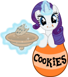 Size: 5272x6000 | Tagged: safe, artist:filpapersoul, rarity, pony, unicorn, g4, absurd resolution, cookie, cookie jar, cookie jar pony, cute, eating, female, food, magic, mare, messy eating, raribetes, simple background, solo, transparent background, vector