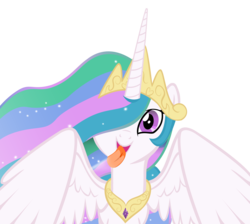 Size: 2304x2062 | Tagged: safe, artist:umbra-neko, princess celestia, pony, g4, cute, cutelestia, female, fourth wall, hair over one eye, licking, licking ponies, mare, screen, simple background, solo, tongue out, transparent background, vector