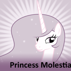 Size: 250x250 | Tagged: safe, artist:kyrospawn, princess celestia, alicorn, pony, princess molestia, g4, bedroom eyes, female, meta, solo, spoilered image joke