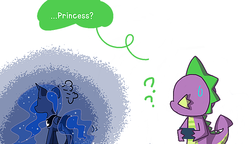 Size: 770x443 | Tagged: safe, artist:panyang-panyang, princess luna, spike, tumblr:spike-in-weirdworld, g4, single panel