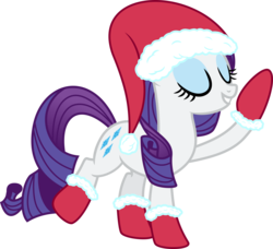 Size: 6555x5967 | Tagged: safe, artist:baka-neku, rarity, pony, unicorn, g4, absurd resolution, christmas, eyes closed, female, hat, horn, mare, santa hat, simple background, solo, transparent background