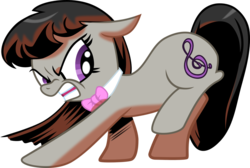 Size: 1280x860 | Tagged: safe, octavia melody, g4, angry, buck, ears back, female, looking back, raised leg, simple background, solo, transparent background, vector