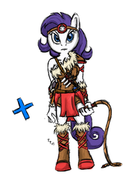 Size: 576x720 | Tagged: safe, artist:tokeitime, rarity, anthro, g4, barbarian, barbarity, castlevania, female, simon belmont, solo, whip