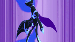 Size: 1279x719 | Tagged: safe, screencap, nightmare moon, alicorn, pony, g4, princess twilight sparkle (episode), action pose, animation error, faic, female, jewelry, regalia, solo