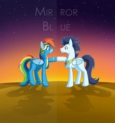 Size: 1000x1067 | Tagged: safe, artist:crowneprince, rainbow dash, soarin', g4, duality, fanfic, female, male, role reversal, ship:soarindash, shipping, straight