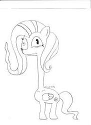 Size: 191x263 | Tagged: safe, fluttershy, g4, female, monochrome, solo