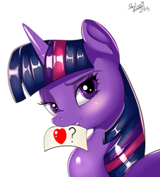 Size: 1047x1153 | Tagged: safe, artist:skyart301, twilight sparkle, g4, female, heart, mouth hold, sign, solo