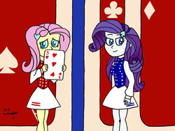 Size: 1024x768 | Tagged: safe, artist:djgames, fluttershy, rarity, equestria girls, g4, card sharks, gameshow