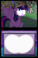 Size: 1029x1581 | Tagged: safe, twilight sparkle, alicorn, pony, g4, exploitable, exploitable meme, female, glowing eyes, mare, meme, movie, projector, template, tv meme, twilight projector, twilight sparkle (alicorn)