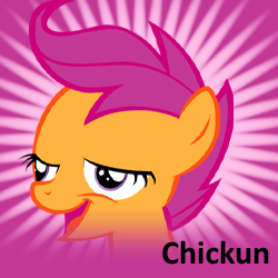 Size: 250x250 | Tagged: safe, scootaloo, g4, chickun, exploitable meme, female, meme, solo, spoilered image joke