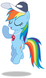 Size: 3592x6000 | Tagged: safe, artist:masem, rainbow dash, flight to the finish, g4, absurd resolution, baseball cap, coach rainbow dash, female, hat, rainbow dashs coaching whistle, simple background, solo, transparent background, vector, whistle