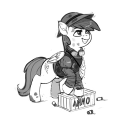 Size: 5000x5000 | Tagged: safe, artist:kevinsano, tornado bolt, pegasus, pony, fallout equestria, g4, absurd resolution, fallout, grayscale, monochrome, ncr, solo