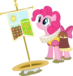 Size: 5270x5514 | Tagged: safe, artist:90sigma, chancellor puddinghead, pinkie pie, earth pony, pony, g4, hearth's warming eve (episode), .svg available, absurd resolution, banner, bow, clothes, female, flag, hanging banner, hearth's warming eve, mare, simple background, solo, transparent background, vector
