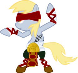 Size: 900x841 | Tagged: dead source, safe, artist:mahaugher, derpy hooves, pegasus, pony, g4, female, league of legends, lee sin, mare, solo