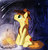 Size: 3380x3511 | Tagged: safe, artist:dripponi, braeburn, earth pony, pony, g4, over a barrel, braebetes, camp, campfire, comet, cute, desert, fire, male, night, night sky, sky, solo, stallion, stars