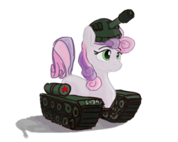 Size: 1149x917 | Tagged: artist needed, safe, sweetie belle, tank pony, g4, female, inanimate tf, pony tank, simple background, solo, tank (vehicle), transparent background, wat