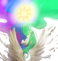 Size: 924x982 | Tagged: safe, artist:kittyisawolf, princess celestia, g4, backlighting, female, magic, solo, surreal