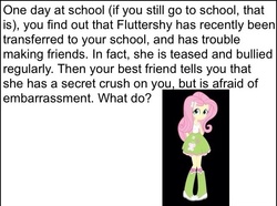 Size: 640x477 | Tagged: safe, fluttershy, equestria girls, g4, bronybait, female, meme, solo, what do