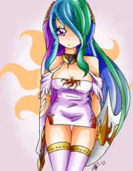 Size: 2543x3279 | Tagged: safe, artist:manhunterj, princess celestia, human, g4, female, humanized, light skin, solo