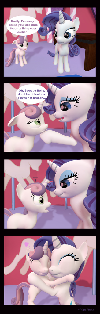 463173 Safe Artist Pika Robo Rarity Sweetie Belle G4 3d Comic