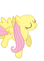 Size: 532x738 | Tagged: safe, fluttershy, pegasus, pony, g4, bald, exploitable, eyes closed, female, give fluttershy a mane, mare, raised hoof, shaved head, simple background, smiling, solo, spread wings, transparent background