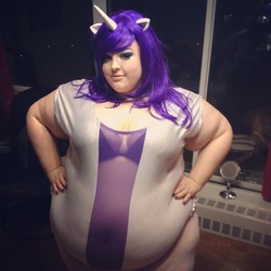 Size: 1280x1280 | Tagged: safe, artist:juicyjacqulyn, rarity, human, g4, bbw, clothes, cosplay, costume, fat, irl, irl human, obese, photo, raritubby, solo, ssbbw