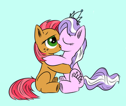 Size: 800x676 | Tagged: safe, artist:xioade, babs seed, diamond tiara, earth pony, pony, g4, babstiara, female, filly, foal, french kiss, kiss on the lips, kissing, lesbian