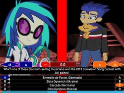 Size: 600x450 | Tagged: safe, artist:j4lambert, dj pon-3, flash sentry, vinyl scratch, equestria girls, g4