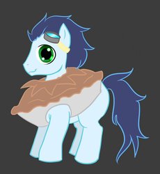 Size: 1178x1280 | Tagged: safe, artist:melinda chovexani, soarin', g4, clothes, costume, food, food costume, goggles, male, pie, pie costume, solo, that pony sure does love pies