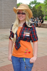 Size: 2848x4288 | Tagged: artist needed, safe, applejack, human, g4, cosplay, glasses, irl, irl human, nashicon, nashicon 2012, photo