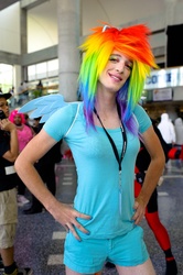 Size: 1065x1600 | Tagged: artist needed, safe, rainbow dash, human, g4, 2012, convention, cosplay, crossdressing, fanimecon, irl, irl human, male, photo, solo, trap