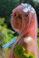 Size: 2592x3888 | Tagged: safe, artist:shelbunnycosplay, fluttershy, human, g4, clothes, cosplay, dress, gala dress, irl, irl human, photo, solo