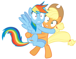 Size: 3880x3000 | Tagged: safe, artist:rainbowderp98, applejack, rainbow dash, earth pony, pegasus, pony, g4, season 4, .ai available, .svg available, high res, scared, simple background, surprised, transparent background, vector