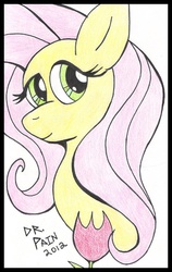 Size: 420x663 | Tagged: safe, artist:drpain, fluttershy, g4, face, female, profile, rose, solo