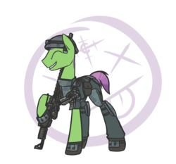 Size: 1159x1080 | Tagged: safe, artist:inlucidreverie, oc, oc only, earth pony, pony, fallout equestria, clothes, gun, helmet, rifle, simple background, solo, transparent background, weapon