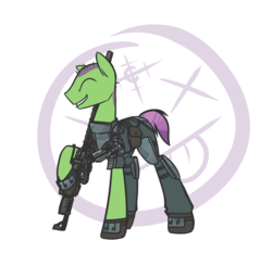 Size: 1159x1080 | Tagged: safe, artist:inlucidreverie, oc, oc only, earth pony, pony, fallout equestria, clothes, gun, simple background, solo, transparent background, weapon